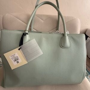 Moncrief London Serrena Frosty Green Tote Bag 100% Italian Leather